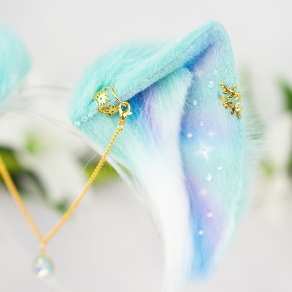 Pastel galaxy cat ears (Turquoise/lilac/blue)