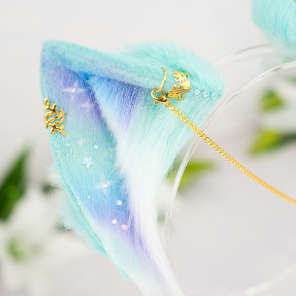 Pastel galaxy cat ears (Turquoise/lilac/blue)