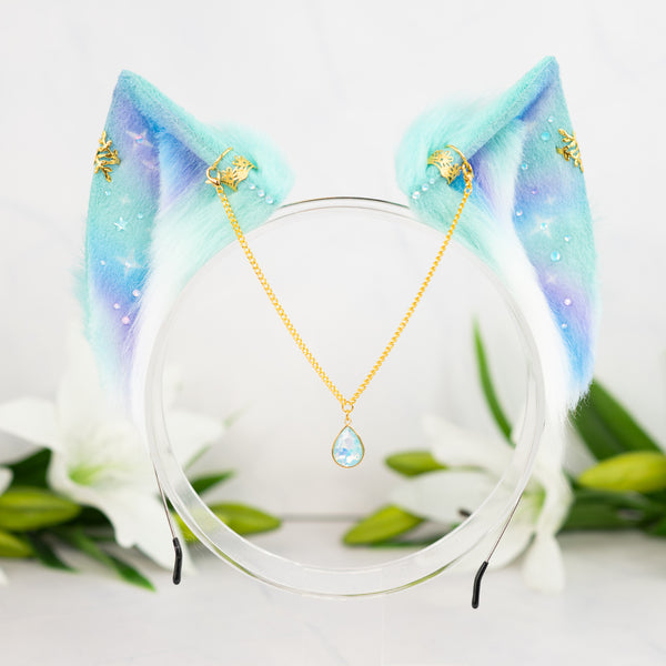 Pastel galaxy cat ears (Turquoise/lilac/blue)