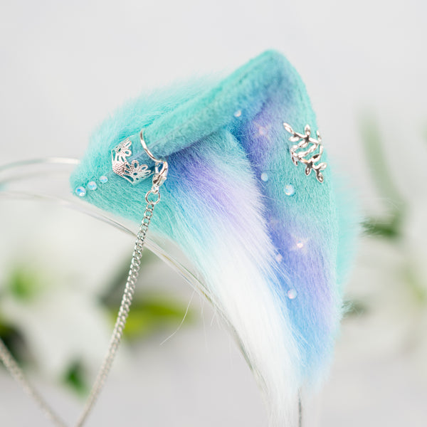 Pastel galaxy kitten ears (Turquoise/lilac/blue/silver)