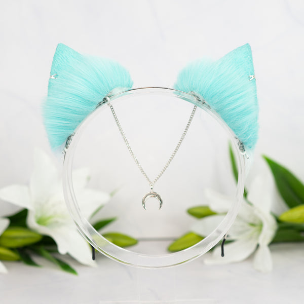 Pastel galaxy kitten ears (Turquoise/lilac/blue/silver)