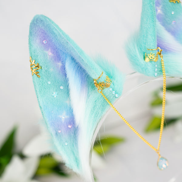 Pastel galaxy wolf ears (Turquoise/lilac/blue)