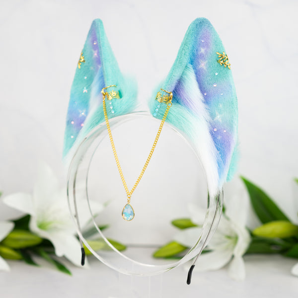 Pastel galaxy wolf ears (Turquoise/lilac/blue)