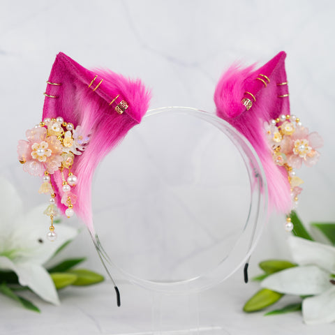 Pink flower cat ears