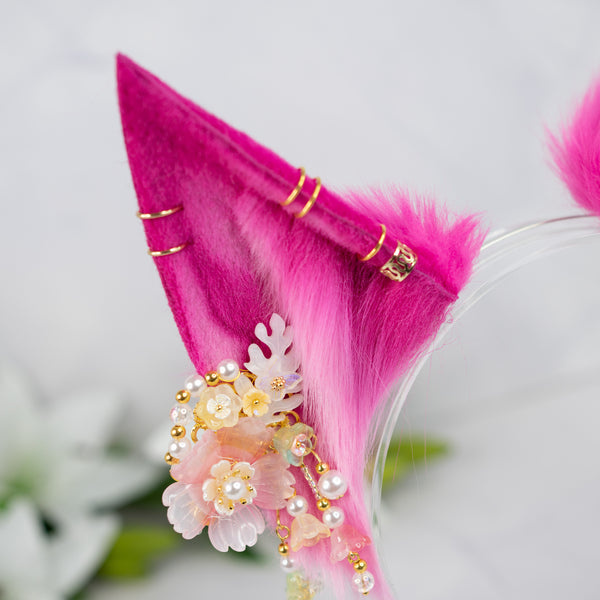 Pink flower fox ears