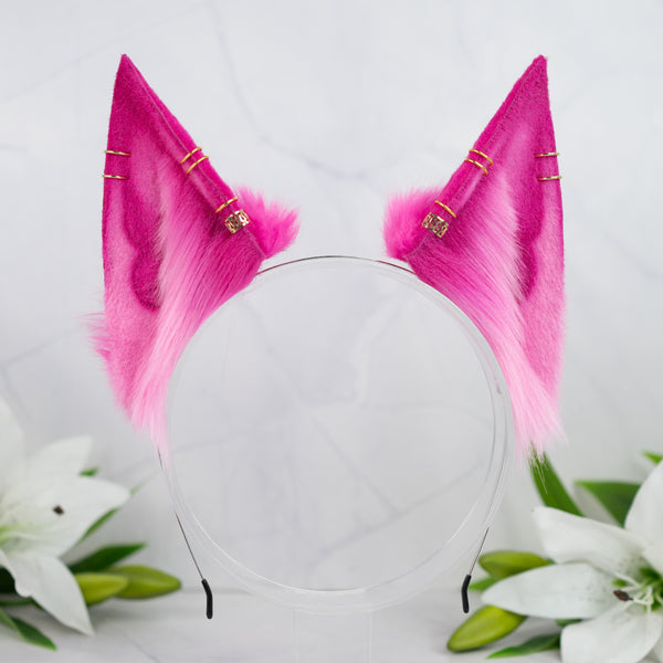 Pink flower fox ears