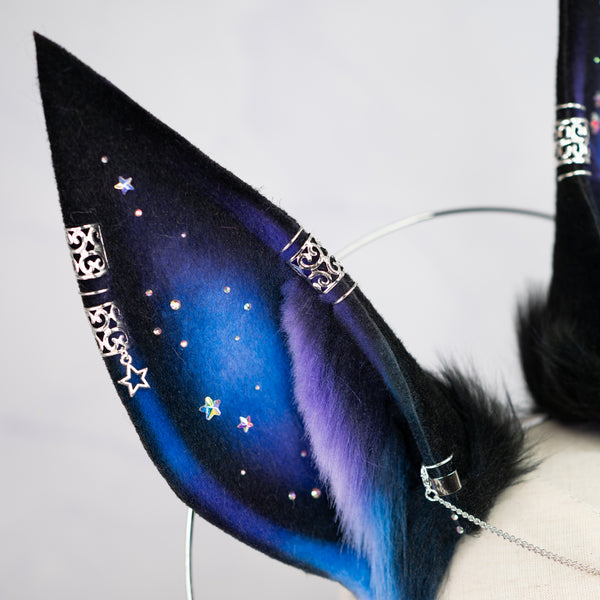 Purple/blue galaxy Anubis inspired ears