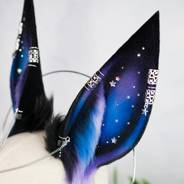 Purple/blue galaxy Anubis inspired ears