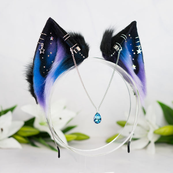 Purple/blue galaxy cat ears