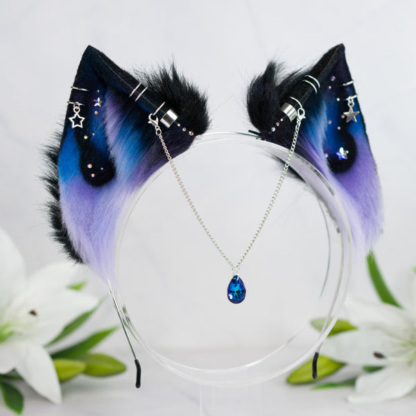 Purple/blue galaxy cat ears