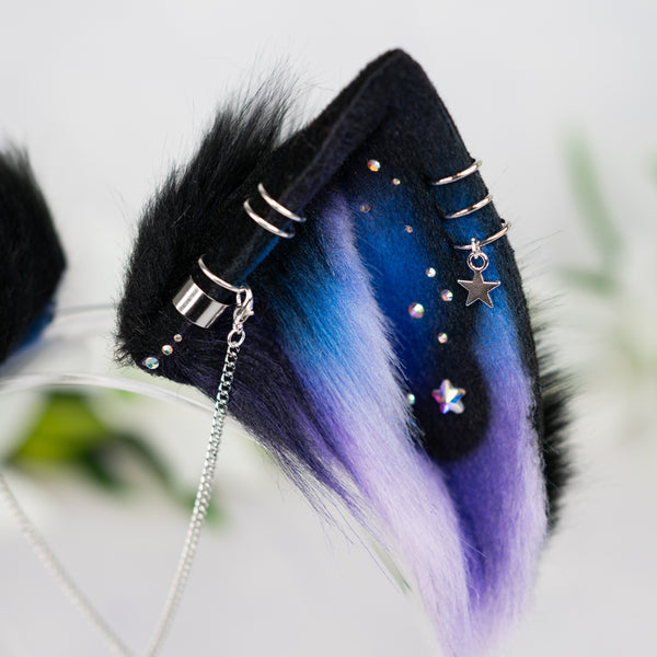 Purple/blue galaxy cat ears