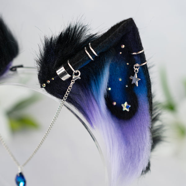 Purple/blue galaxy cat ears