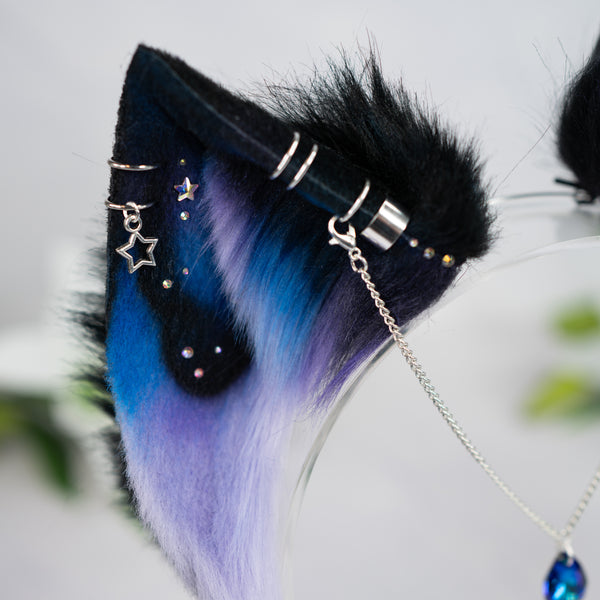 Purple/blue galaxy cat ears