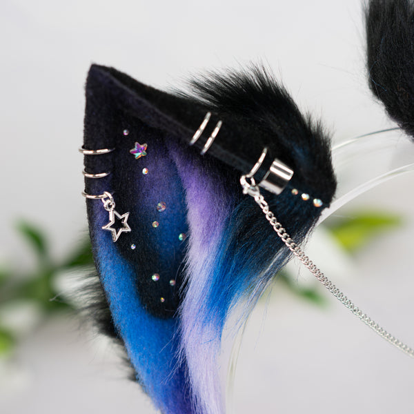 Purple/blue galaxy cat ears