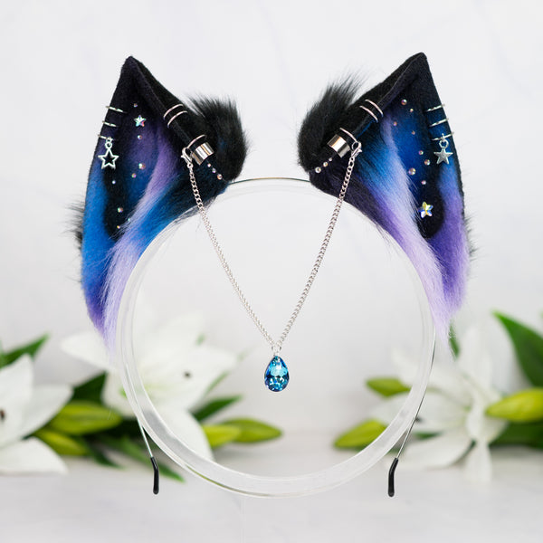 Purple/blue galaxy cat ears