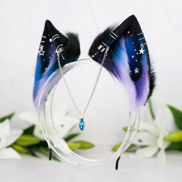 Purple/blue galaxy cat ears