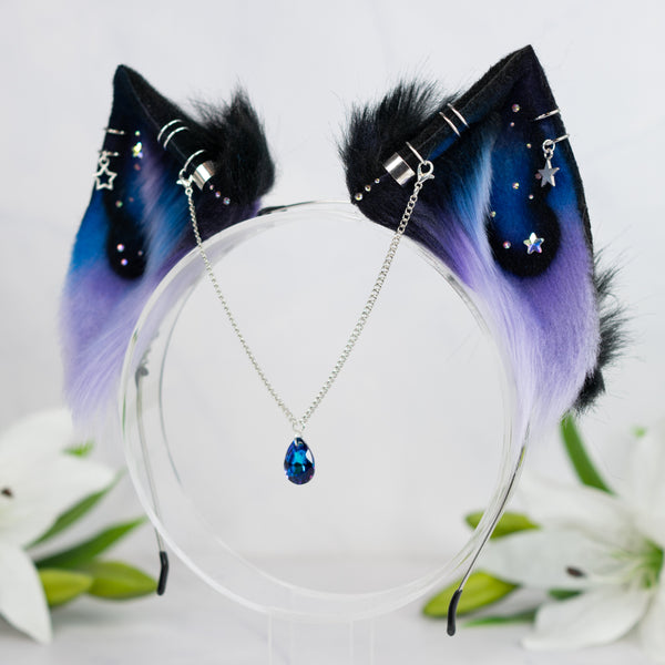 Purple/blue galaxy cat ears