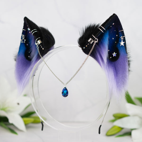 Purple/blue galaxy cat ears