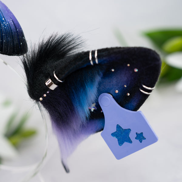 Purple/blue galaxy cow ears