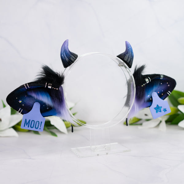 Purple/blue galaxy cow ears