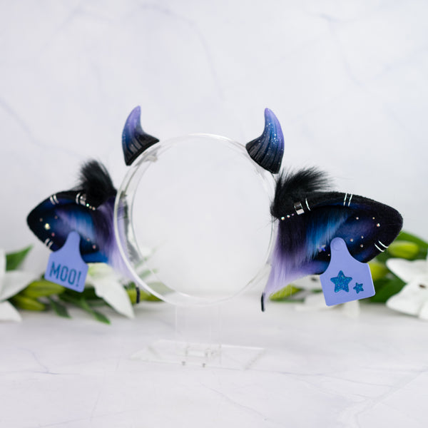 Purple/blue galaxy cow ears