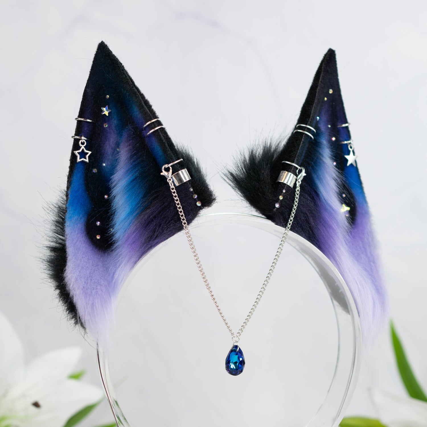 Purple/blue galaxy fox ears