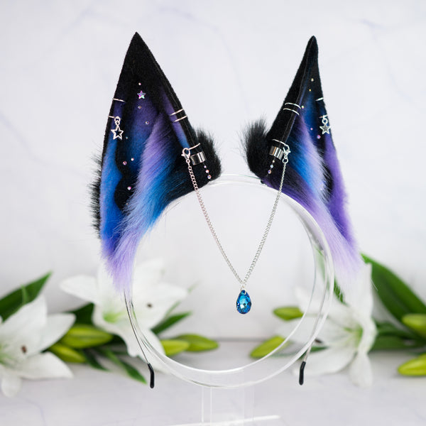 Purple/blue galaxy fox ears