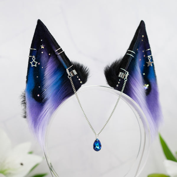 Purple/blue galaxy fox ears