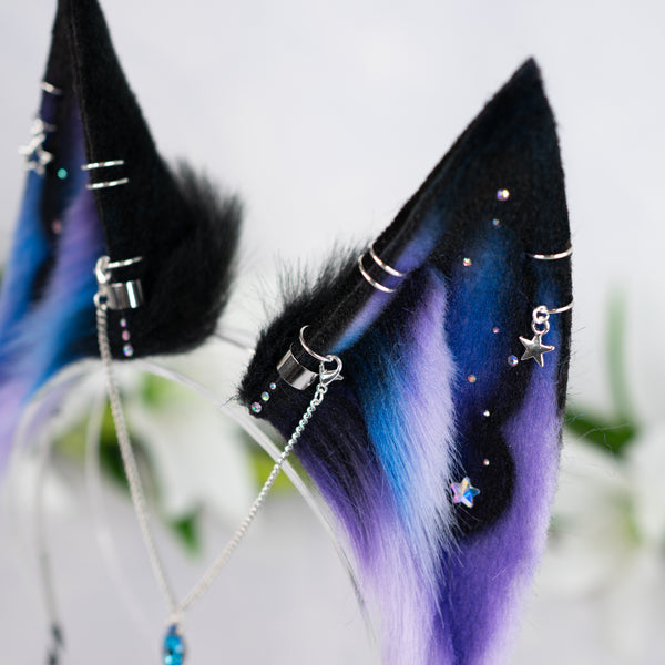 Purple/blue galaxy fox ears