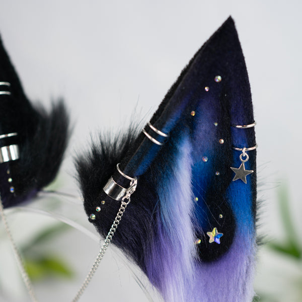 Purple/blue galaxy fox ears