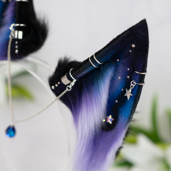 Purple/blue galaxy fox ears