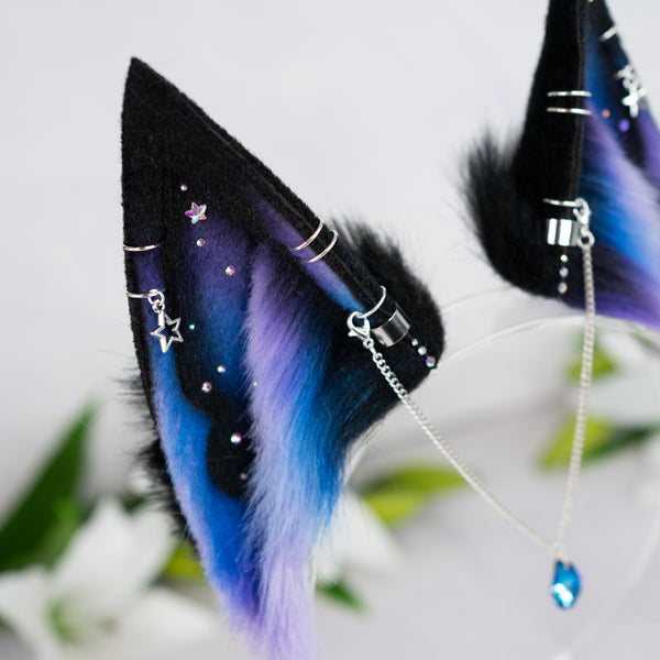 Purple/blue galaxy fox ears