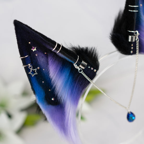 Purple/blue galaxy fox ears