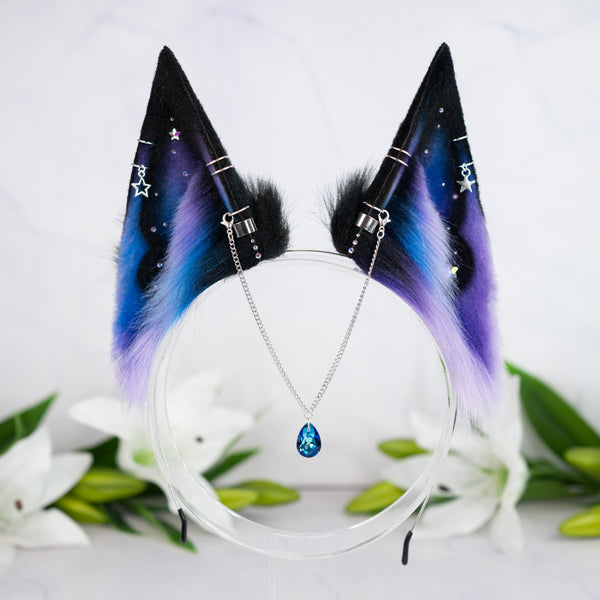 Purple/blue galaxy fox ears