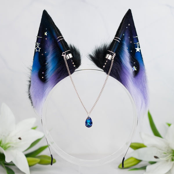 Purple/blue galaxy fox ears