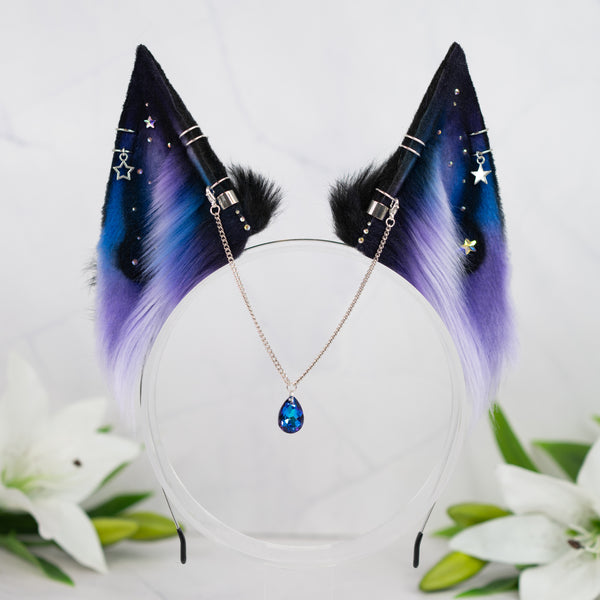 Purple/blue galaxy fox ears