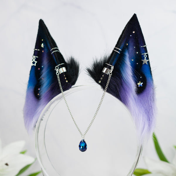 Purple/blue galaxy fox ears