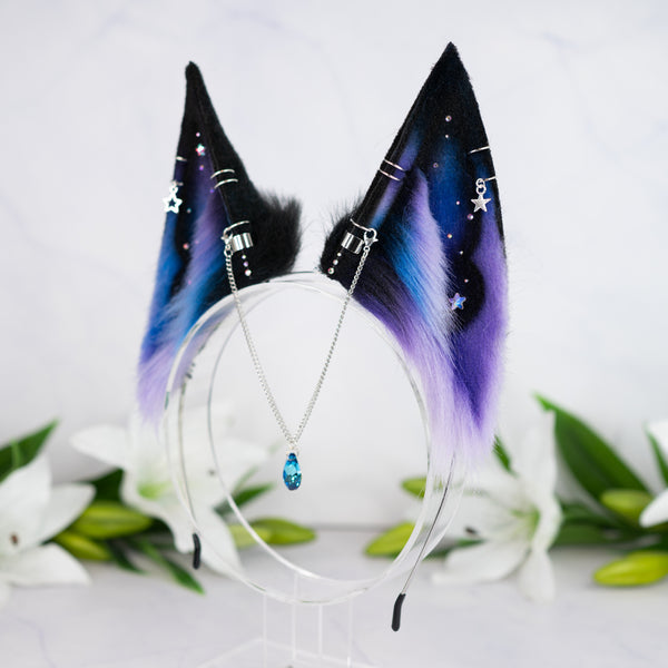 Purple/blue galaxy fox ears