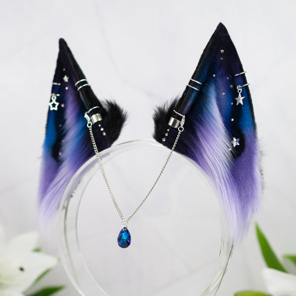 Purple/blue galaxy fox ears