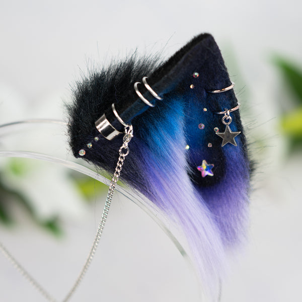 Purple/blue galaxy kitten ears