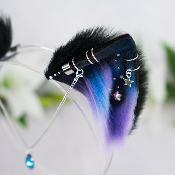 Purple/blue galaxy kitten ears