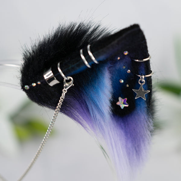 Purple/blue galaxy kitten ears