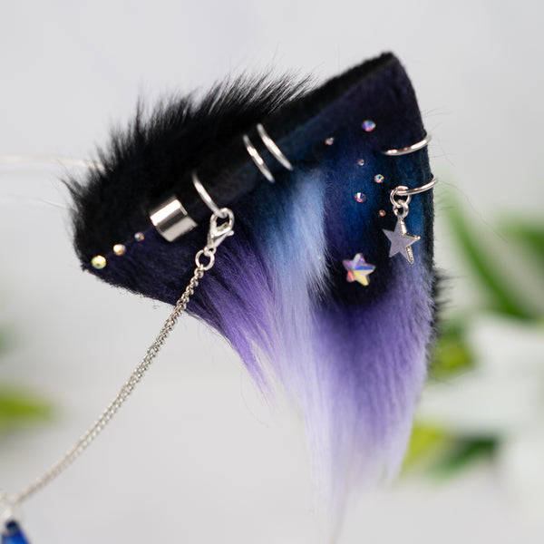 Purple/blue galaxy kitten ears