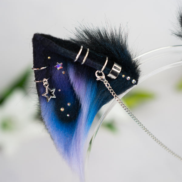 Purple/blue galaxy kitten ears