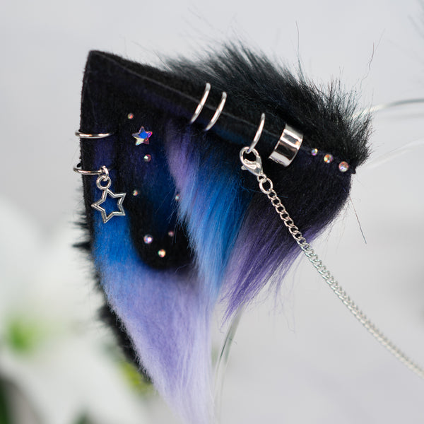 Purple/blue galaxy kitten ears