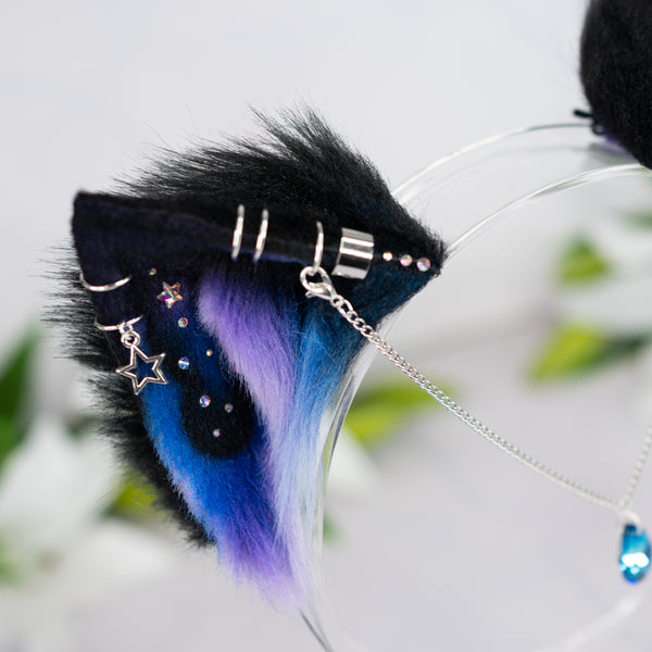 Purple/blue galaxy kitten ears