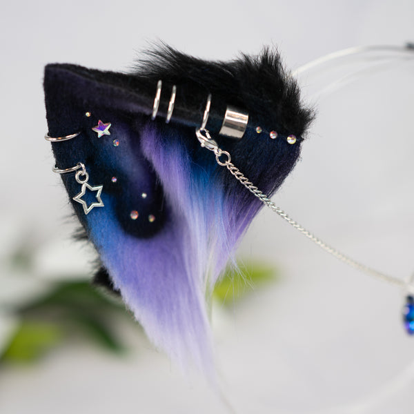 Purple/blue galaxy kitten ears