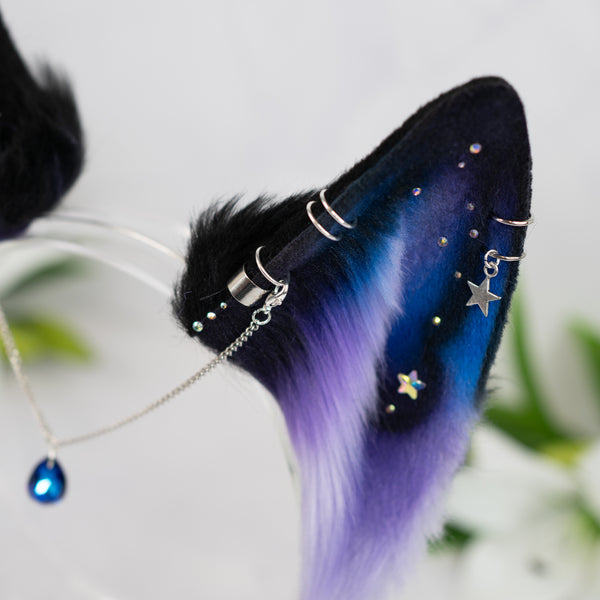 Purple/blue galaxy wolf ears (small)