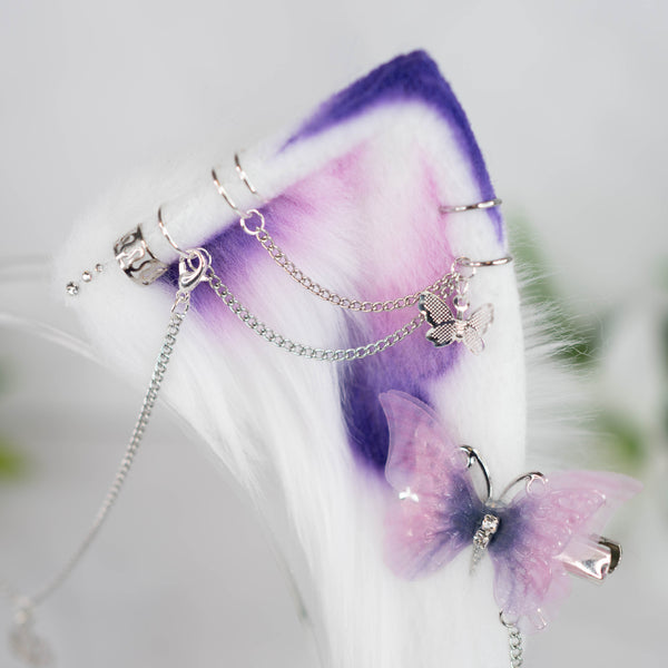 Purple butterfly cat ears