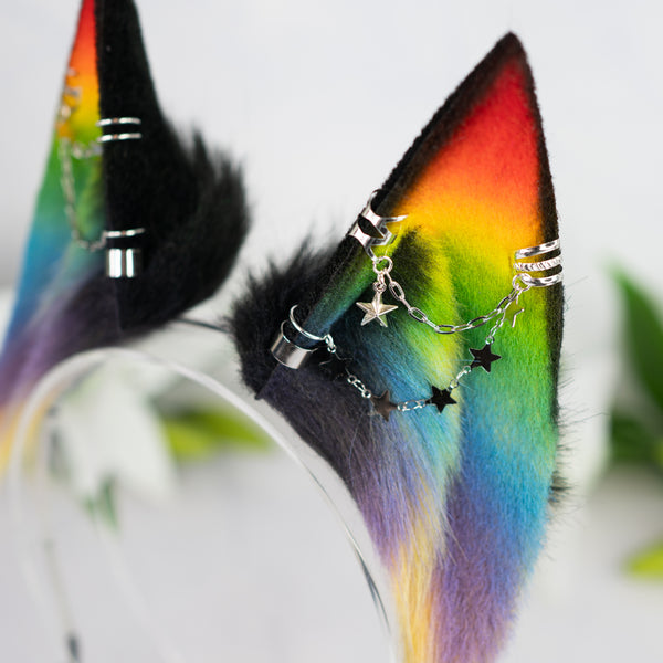 Rainbow fox ears